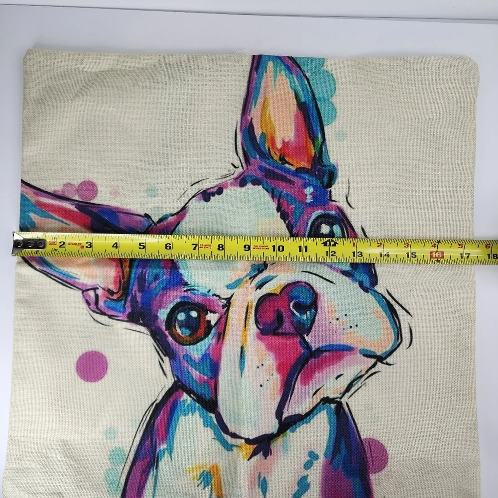 ***Only 1 Left***Double Sided Throw Pillow Cover. Water Color French Bulldog. - Picture 2 of 6